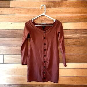 Forever 21 Women's Medium Bodycon mauve Long Sleeve knit mini Dress
